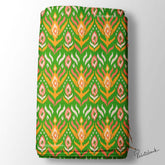 Bright Green With Yellow Ikat Pattern Digital Printed Fabric Manufacturer